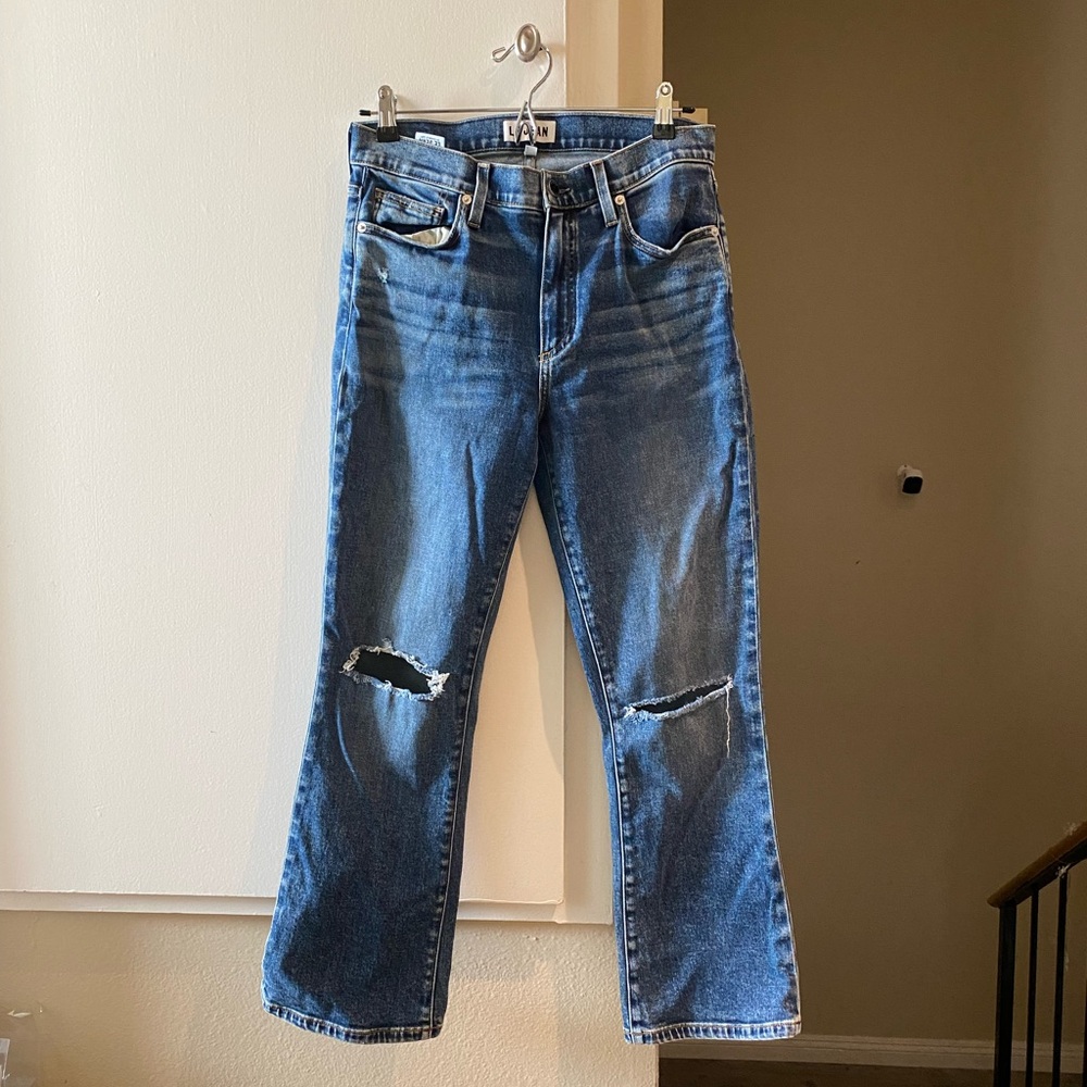 LE high rise Distressed Blue Jeans size 28